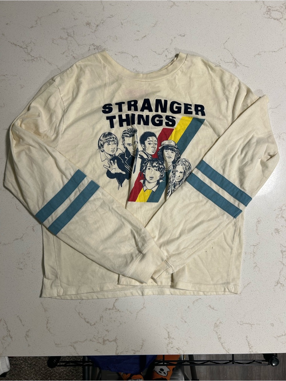 Stranger Things Cream Long-Sleeve Graphic Tee